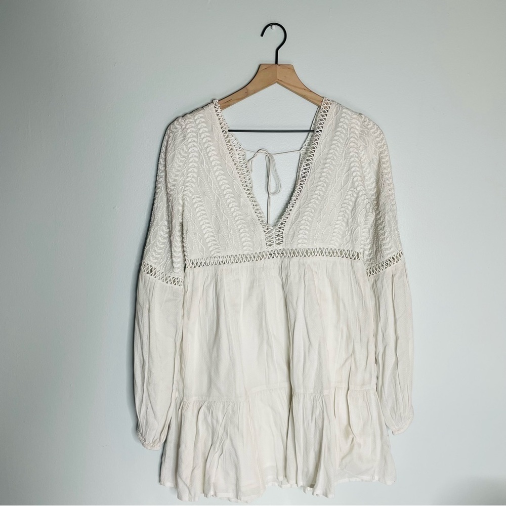 Tobi White Lave V Neck Mini Dress NWT